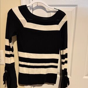 Inc Black & White Striped Long Sleeve Sweater